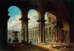 Hubert Robert - Ancient Ruins Servindo como um banheiro público