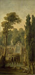 Hubert Robert - Paisagem com um terraço e Cascade