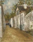 Maurice Utrillo - Rue Saint Vincent e da casa com um telhado de palha em Montmartre
